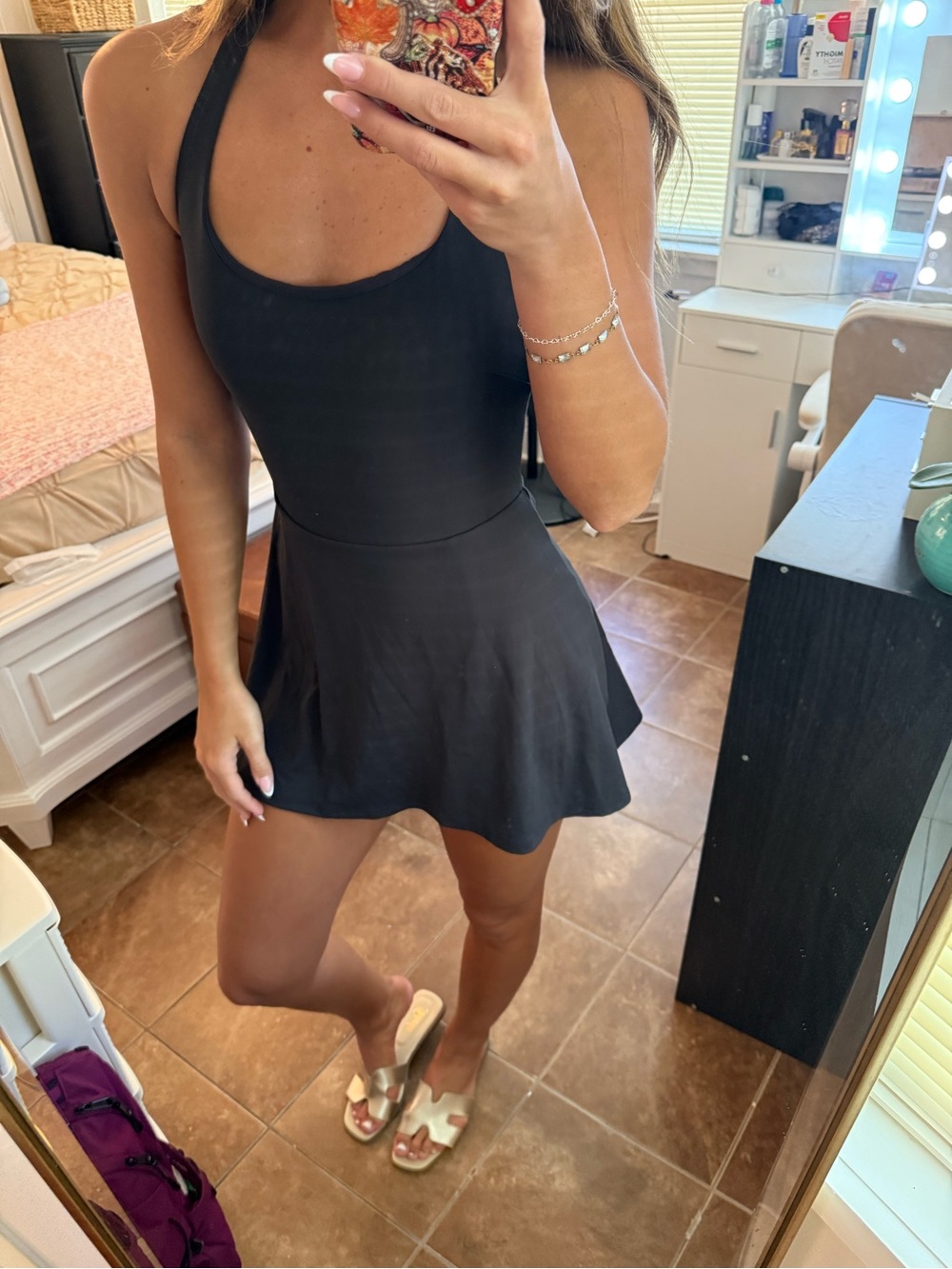 Vuori Black Halter Tiebreaker Halter Dress